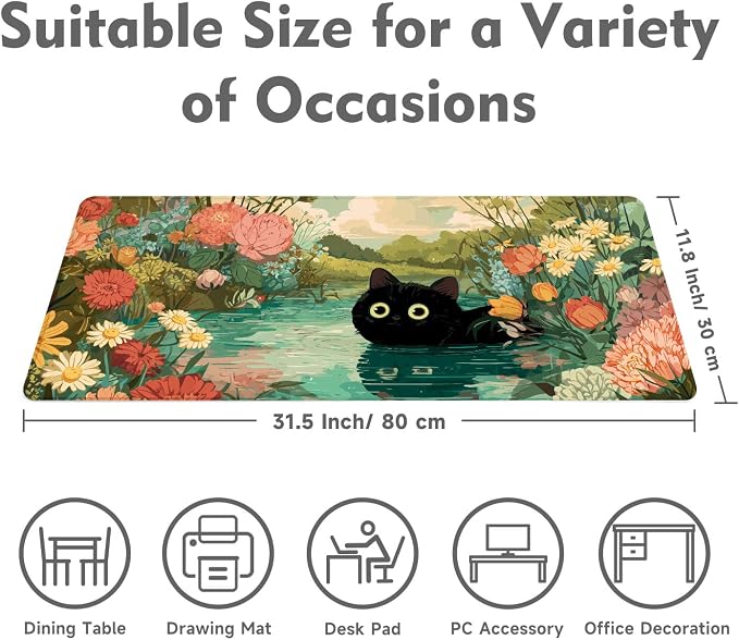 Desk Mat Mouse Pad Gaming Desk Pad XL Large Mouse Mat Office Decor Accessories (Green A)