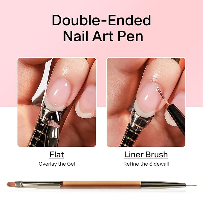 MIZHSE Gel Nail Kit, Fake Nails Long Coffin, 8-in-1 Builder Gel for Nails & Portable Mini U V Light, 240Pcs Half Matte Nail Tips for Nail Extension DIY Nail Salon for Women & Girls