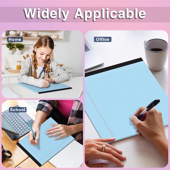 3 Pcs Legal Pads 8.5 x 11 Blue Note Pads 8.5 x 11 Notepad Total 75 Sheets, Micro Perforated Writing Pads Color Lined Paper College Ruled Pad of Paper Notebook To-Do List for School & Office Supplies