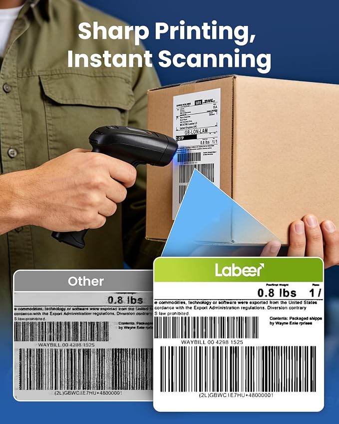 Labeer Bluetooth Thermal Shipping Label Printer with Label Holder, Wireless 4x6 Label Printer for Small Business, Compatible with iPhone, Android, Windows, Mac & Chromebook (White)