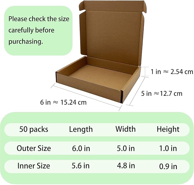 6x5x1 inch Small Shipping Boxes 50 Pack, Brown Kraft Corrugated Cardboard Mailer Boxes Bulk for Packaging Business Mailing Gift，Mini Mailer Boxes for Packaging Supplies