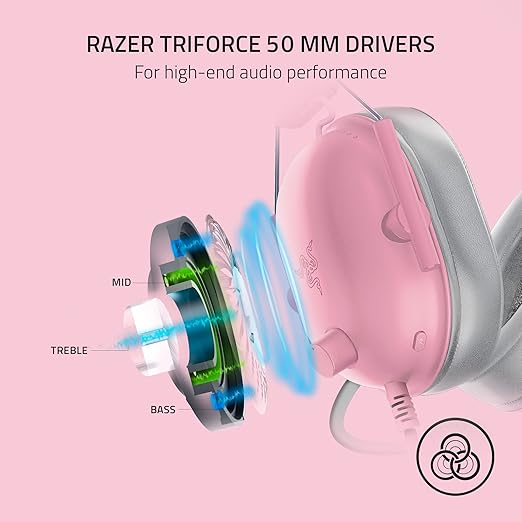Razer BlackShark V2 X Gaming Headset: 7.1 Surround Sound - 50mm Drivers - Memory Foam Cushions - for PC,PS4,PS5,Switch - 3.5mm Audio Jack - Quartz Pink,(Pack of 8)