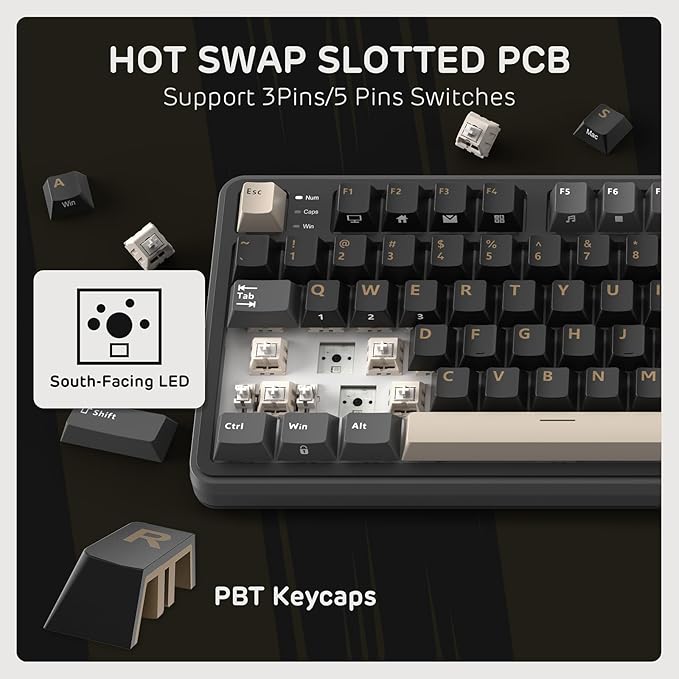 RK ROYAL KLUDGE S98 Mechanical Keyboard w/Smart Display & Knob, Top Mount 96% RGB Wireless Gaming Keyboard BT/2.4G/USB-C, Hot Swappable, Software Support, Creamy Sound, 98 Keys