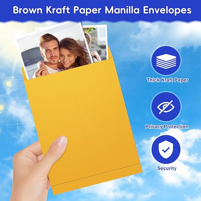 50 Pack 6x9 Envelopes Self Seal, Brown Kraft Catalog Mailing Envelopes 6 x 9 Manilla Envelopes for Mailing, Organize, Storage, Home, Office Business