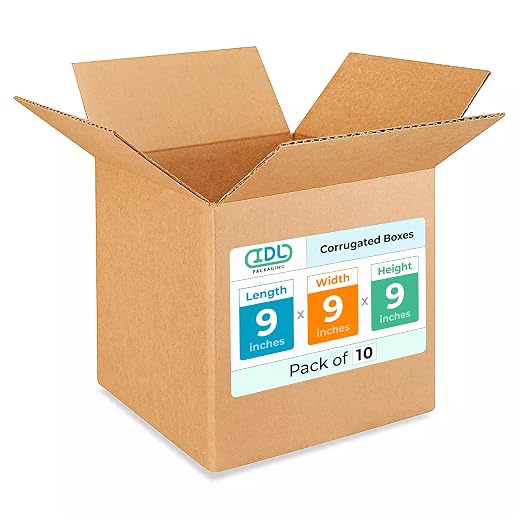 Small Cube Moving & Shipping Boxes 9x9x9 inches (10-Pack) - Extra Strength 200 lb vs Regular - Corrugated Strong Cardboard Boxes - Packing Box for Moving - Small Packing Box by IDL Packaging | Extra Strength 200 lb vs Regular - Corrugated Strong Cardbo...