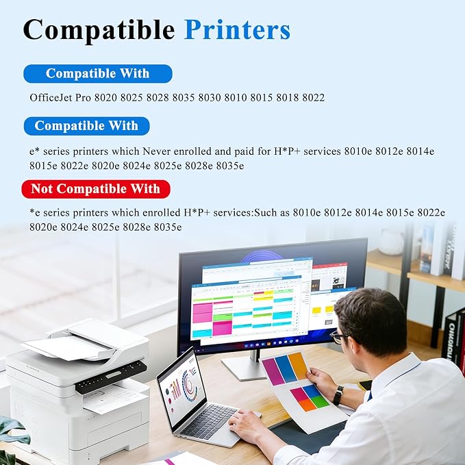 910XL Ink Cartridges Combo Pack Replacement for HP 910 Ink Cartridges | High-Yield 4-Pack Black and Color Work with HP Printer 8010 8012 8018 8022 8020 8022 8023 8024 8025 8026 8028 8030 8035 printers