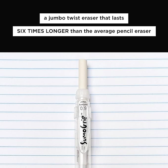 SAKURA 50286 SumoGrip 0.7-mm Pencil with Eraser, Clear Gray