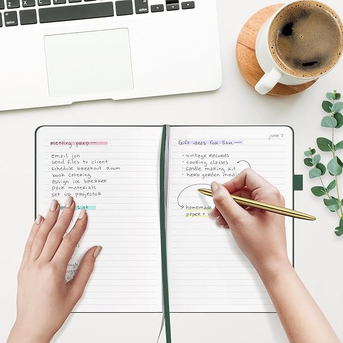 &And Per Se Lined Hardcover Notebook – A5 5.7"x8" College Ruled, 160 Pages, 100gsm Thick Paper – Aesthetic Journal for Women, Gift-Ready Planner, Everyday Writing Notebook (Dark Green)