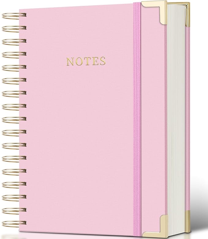 Spiral Notebook Journal, 328 Pages Linen Hardcover College Ruled Notebook, Lined Thick Journals for Women Men, A5 Thick Spiral Journal for Writing, 100GSM Paper, Cute Notebooks for Work School
