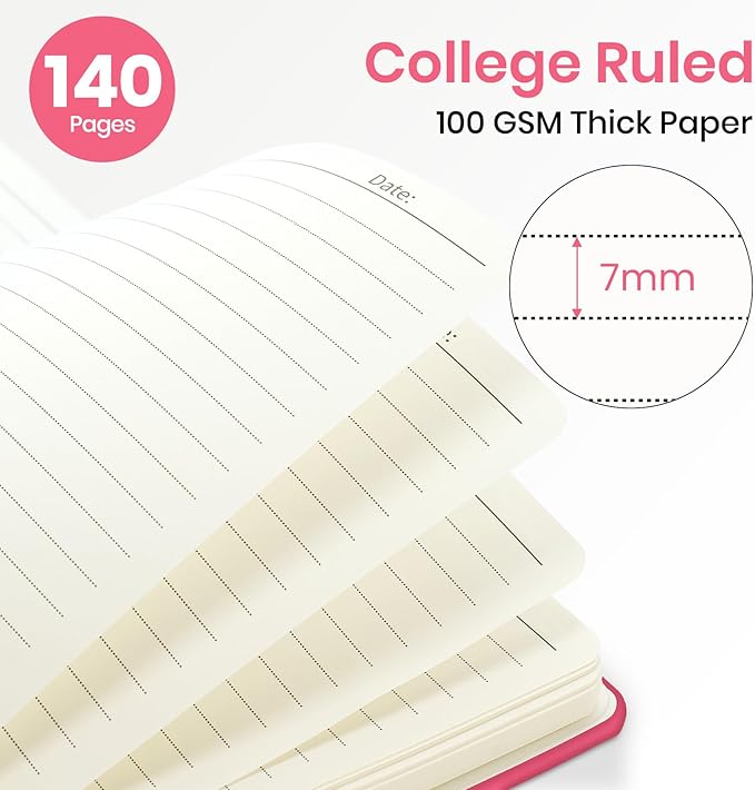 Lined Spiral Journal Notebook for Women, A5 College Ruled Journals for Writing, Hardcover Notebooks for Work, Note taking and Office School Supplies,140 Pages - Peach Pink