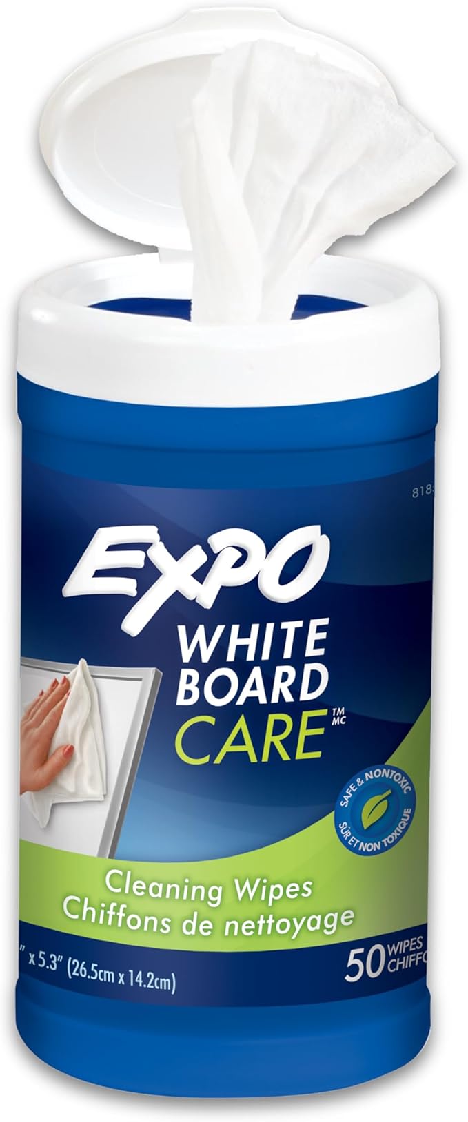 EXPO Whiteboard Care Dry Erase Wipes, Unscented, 8" x 5.5", 50 Count
