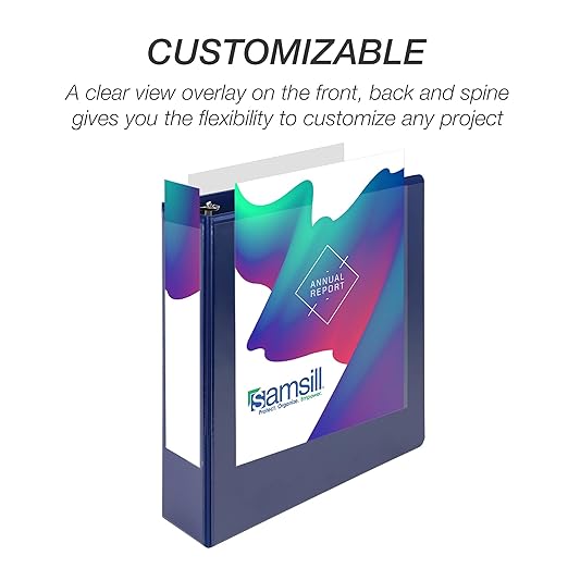 Samsill Durable 2 inch 3 Ring Binder, D Ring Binder, 100% Recycled Chipboard, Blue, 12 Pack