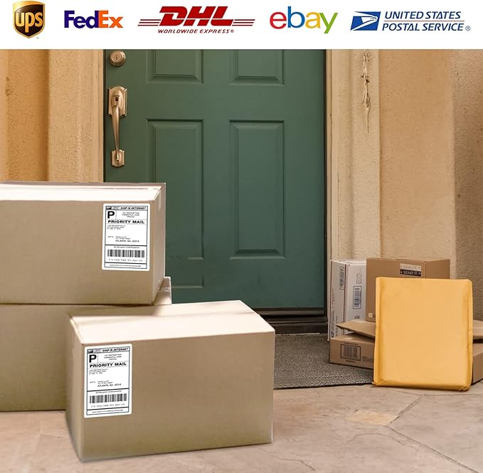 LabelMore 8.5'' x 5.5'' Half Sheet Self Adhesive Shipping Labels for Laser & Inkjet Printers - Rounded Corner - 1000 Labels - Shipping Labels 2 Per Sheet