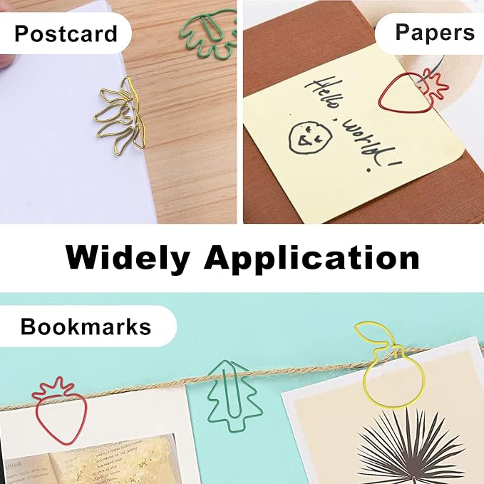 Plant Shaped Paper Clips 80-Count: 16 Cute Funny Paper Clips Assorted Colors - Rust-Resistant - Holds 50 Sheets Fun Office Supplies Bookmark Clips School Home