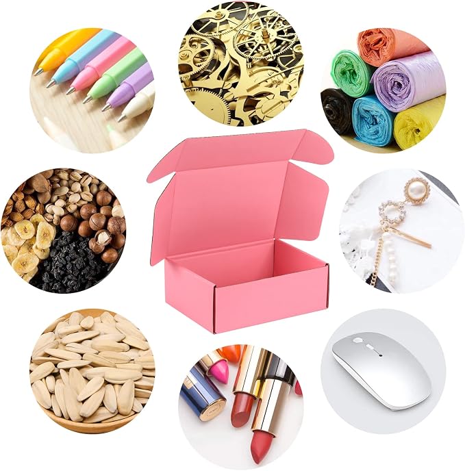7x5x2 inch Pink Shipping Boxes for Small Business- Set of 25 | Sturdy ECT 32 Corrugated Cardboard Mailer Boxes, Easy Assemble for Packaging, Mailing, Gift Giving & Ecommerce Packing