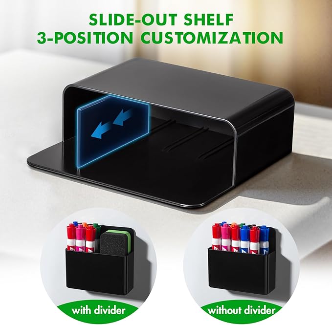 3 Pcs Magnetic Marker Holder for Whiteboard, Plastic Magnet Dry Erase Marker Holders for Fridge Refrigerator, Pen Pencil Cup Holder for School, Classroom Accessories, Locker Organizer-Balck