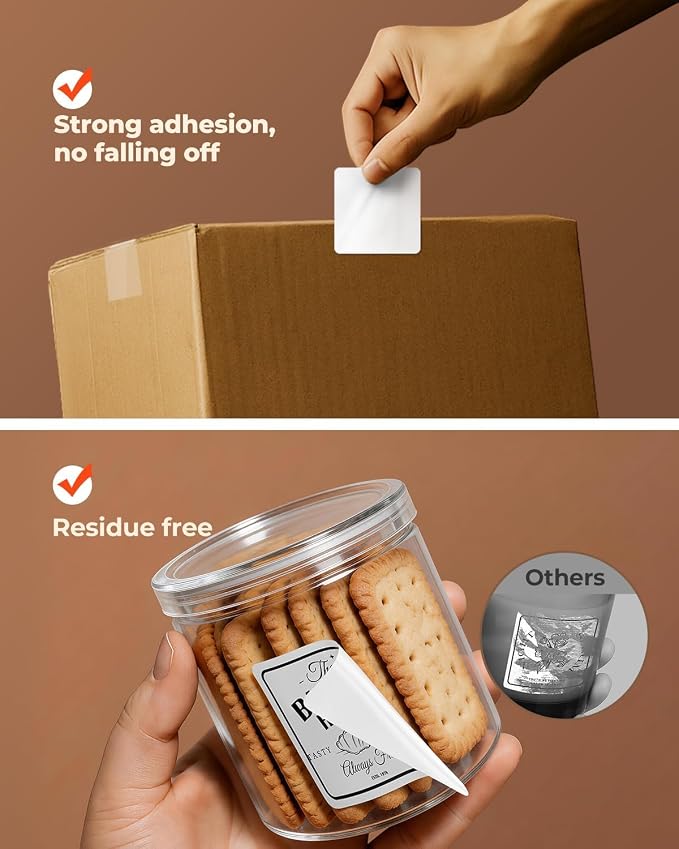 MUNBYN 2x2 Thermal Labels, 3000 Sheets/4 Roll，White | Strong Adhesive & Perforated, Non BPA&BPS for Small Business, Barcode, Bakery, Shipping
