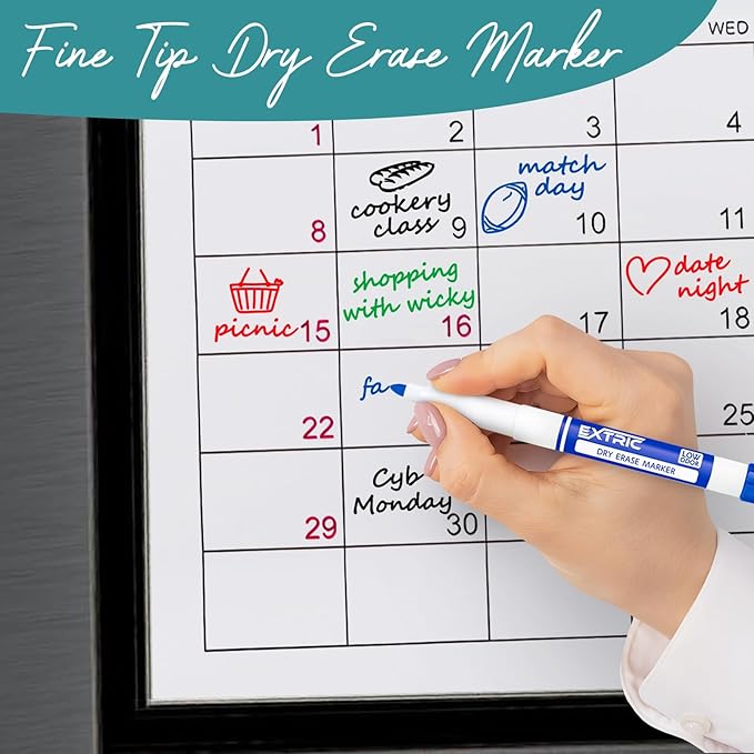 EXTRIC Blue Dry Erase Markers Fine Tip, 36 Count Whiteboard Markers, Fine Tip Dry Erase Marker Bulk Classroom Pack White Board Marker for Teachers and Students