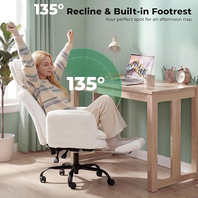 Criss Cross Office Chair with Armrests & Wheels, Comfy Velvet Vanity Chair, Ergonomic Executive Gaming Computer Chairs with Foot Rest, Wide Seat Reclining Desk Chair, Pink