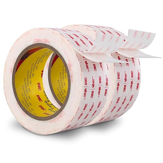 3M Double Sided Tape Heavy Duty 2'' x 15.4Ft 0.043in Thick White 2 Pack | 4950 Adhesive Waterproof Foam Mounting Tape for Home, Office, Decoration