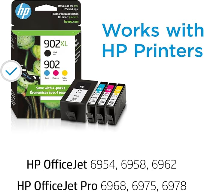 HP 902 Black, Cyan, Magenta, Yellow Ink Cartridge (Black XL + CMY)