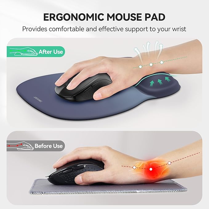 TECKNET 2 Pack Gel Mouse Pad with Wrist Rest, Ergonomic Office Mousepad with Wrist Support - Non-Slip & Smooth Surface Comfortable Desk Accessories Mat for Office, Gaming and Study - Gradient