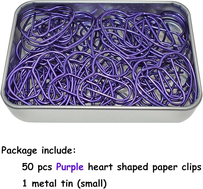 Purple Heart Paper Clips (50 Pcs)