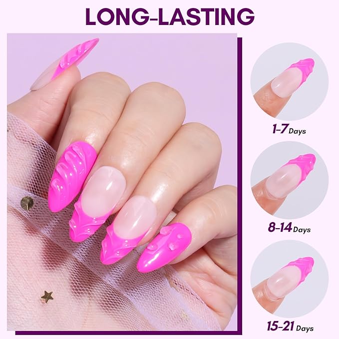 Makartt Nail Foil Glue: 3D Gel Nail Art, 2Pcs 8ml Nails Transfer Gel Adhesive for Linear, Shell, Ripple Designs, UV LED Lamp Required