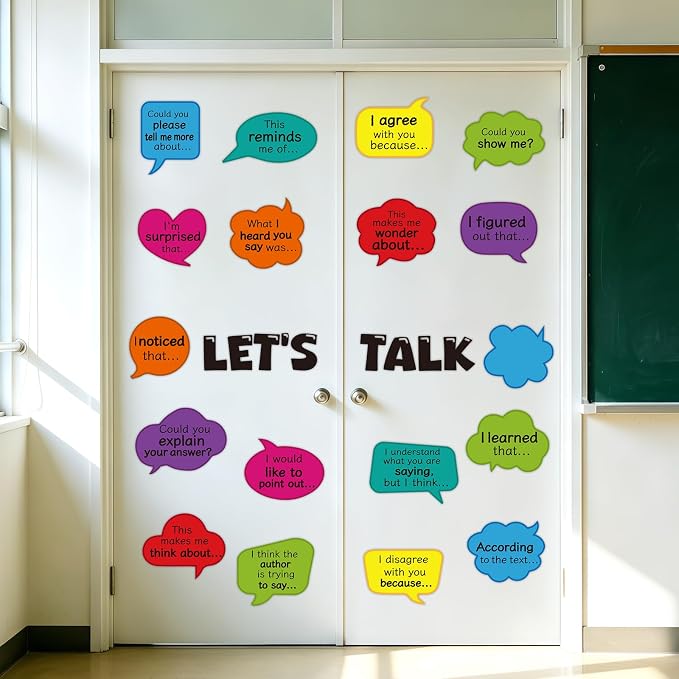 20Pcs Conversation Starters Bulletin Board Decorations Set, Let's Talk Bulletin Board Inspirational Affirmation Cutouts Welcome Back to School for Classroom Teacher Supplies Office Door Wall Decor