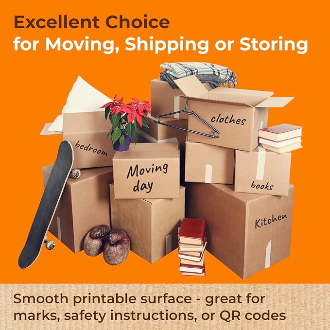 Exrta Large Shipping & Moving Boxes 36"L x 12"W x 12"H (15-Pack) - Extra Strength 200 lb vs Regular - USA-Made Corrugated Packing Boxes for Moving - Easy-to-Recycle Cardboard Box by IDL Packaging -