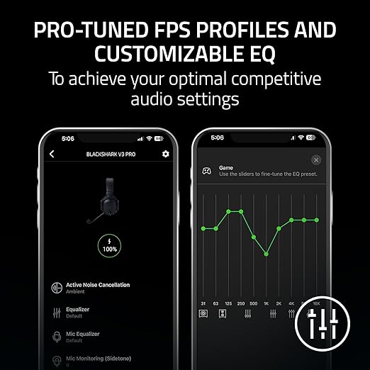 Razer BlackShark V3 Pro Wireless ANC Gaming Headset for PS5: Full Band Mic - 50mm Drivers - 2.4 GHz, Bluetooth, 3.5mm - Works with PC, Mac, Nintendo Switch, Smartphone - Long Battery Life - Black