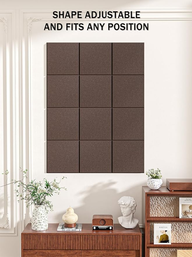 Hsurbtra Large Cork Board for Wall 47 x 36 Inch, 12 Pack Felt Bulletin Notice Board with Pushpins for Office Home School Farmhouse Wall Decor, Brown