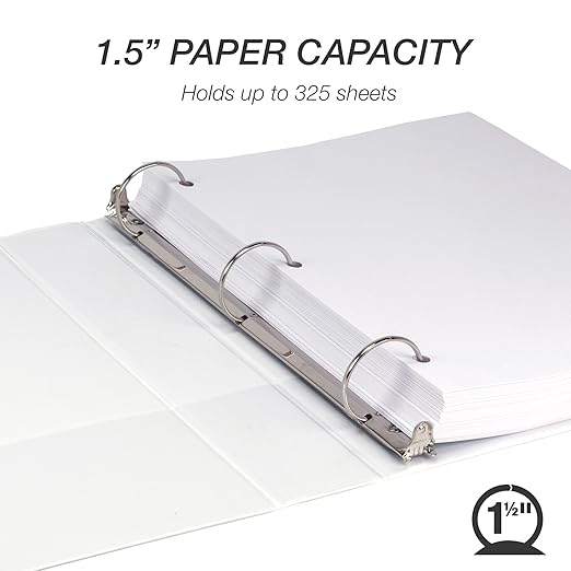 Samsill Economy 1.5 Inch 3 Ring Binder Bulk Pallet, Round Ring Binder, Customizable Clear View Cover, White, Pallet of 720 Binders in 60 Cartons
