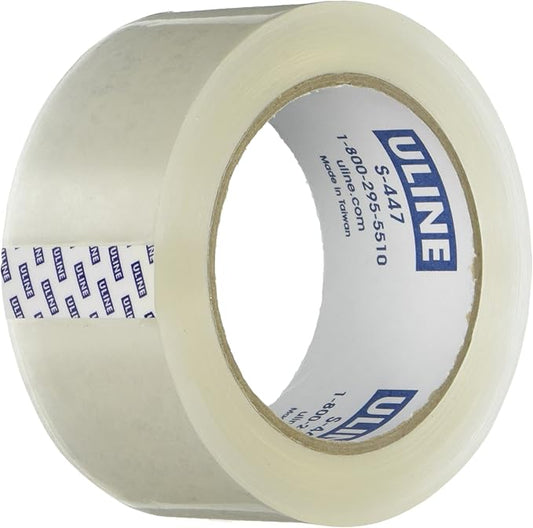 U-Line Thick Packing Tape, 3.5 mil Thick, 2" x 55 Yd, Crystal Clear, 6 Rolls (S-447)