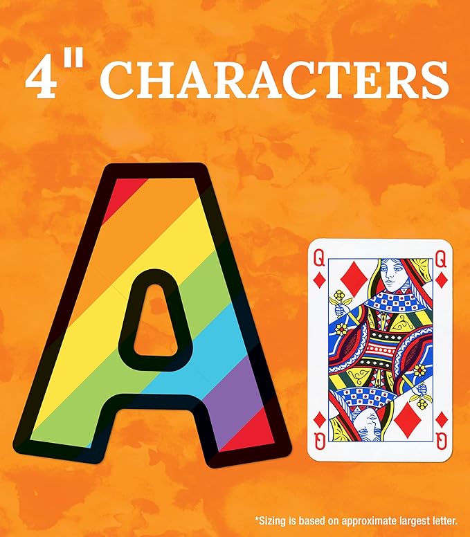 Carson Dellosa 219-Piece Rainbow Cutout Letters, 4" Colorful Upper and Lowercase Alphabet, Numbers, Punctuation, and Symbols for Bulletin Board, Posterboard, Party, and Classroom Decor
