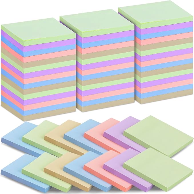 35 Pack Sticky Notes Bulk 3x3 Inch 5 Morandi Pastel Colors Memo Pads | 75 Sheets Per Pad, Self Stick Notes, Adhesive Paper, Office, School, Home, Planning, Journaling, Organization