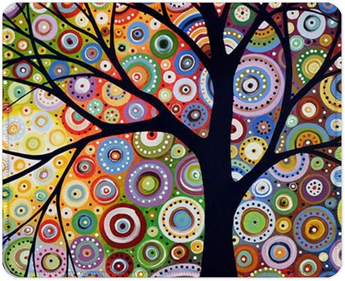 BOSOBO Mouse Pad, Custom Tree of Life Mouse Mat, Small Gaming Mouse Pad for Women and Men, Waterproof Office Mousepad, Non-Slip Rubber Base, Stitched Edge, Rectangle 10.2 x 8.3 x 0.12 Inch