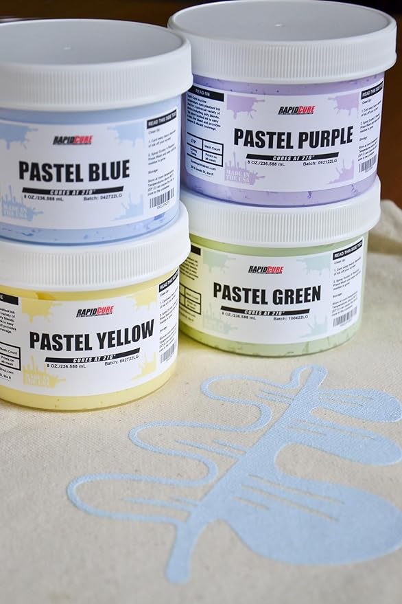 Rapid Cure® Screen Printing Ink Pastel Yellow (Quart - 32oz.) - Plastisol Ink for Screen Printing Fabric - Low Temp. Curing Plastisol by Screen Print Direct - Yellow Plastisol Ink for Silk Screens