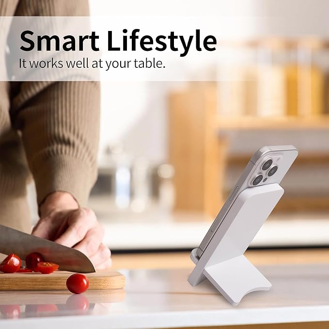Solid Wood Simple Phone Stand, Desktop Stand,Tablets Tablet Display Stand, Compatible with All Phones (White Wood)
