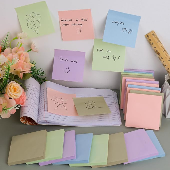 35 Pack Sticky Notes Bulk 3x3 Inch 5 Morandi Pastel Colors Memo Pads | 75 Sheets Per Pad, Self Stick Notes, Adhesive Paper, Office, School, Home, Planning, Journaling, Organization