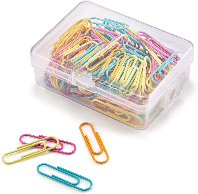Paper Clips 28mm Assorted Color Paperclips for Office Premium Clips for Paperwork Paper Clips Small Paperclip Rustproof Paperclips Great for Office School Document Organizing (120pcs)