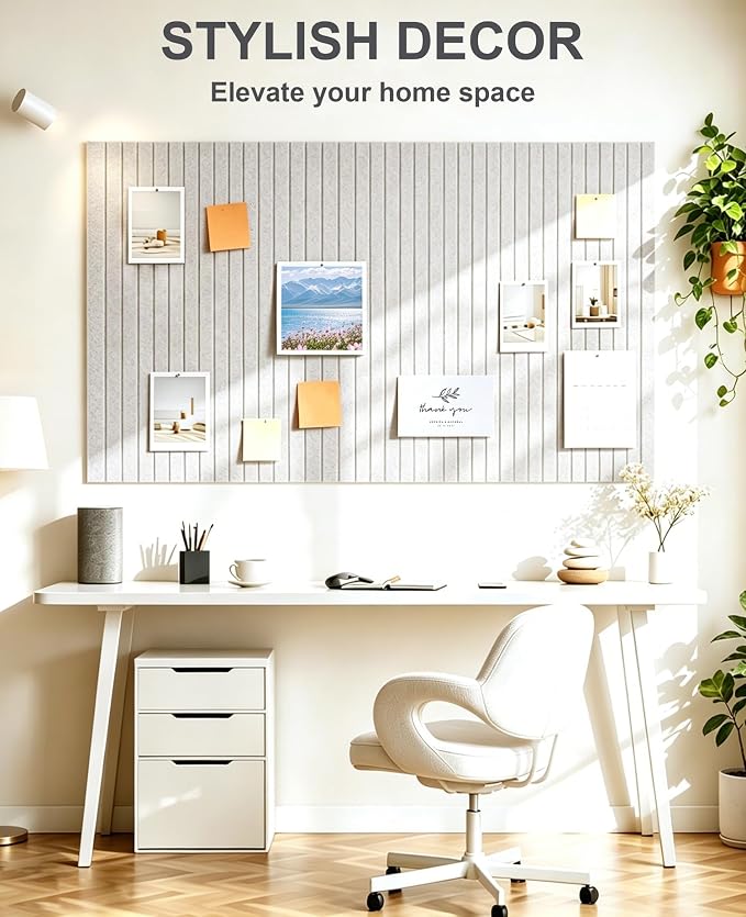 0.47" Thick Felt Pin Board 48"x36" Large Cork Board Alternative 12 Pack 11.81"x11.81"Felt Bulletin Board Wall Tiles Notice Board with 60 Pushpins for Home Office School(Fine-Light Camel)