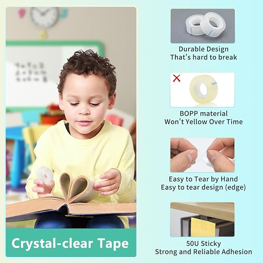 OWLKELA 4 Rolls Tape Refills, Clear | Transparent Glossy Tape, All-Purpose, Ideal for Office, Home and School