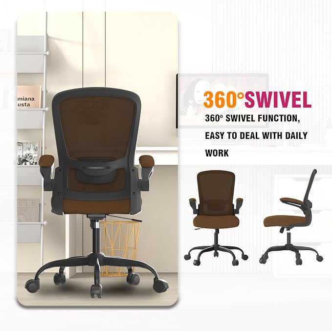 Mimoglad Office Chair, Ergonomic Desk Chair with Adjustable Lumbar Support, High Back Mesh Computer Chair with Flip-up Armrests-Task Chairs, Executive Chair for Home Office | Supports 300 lbs · Seat 19.48"–23.4" · Breathable mesh · 20–30 min assembly ·...