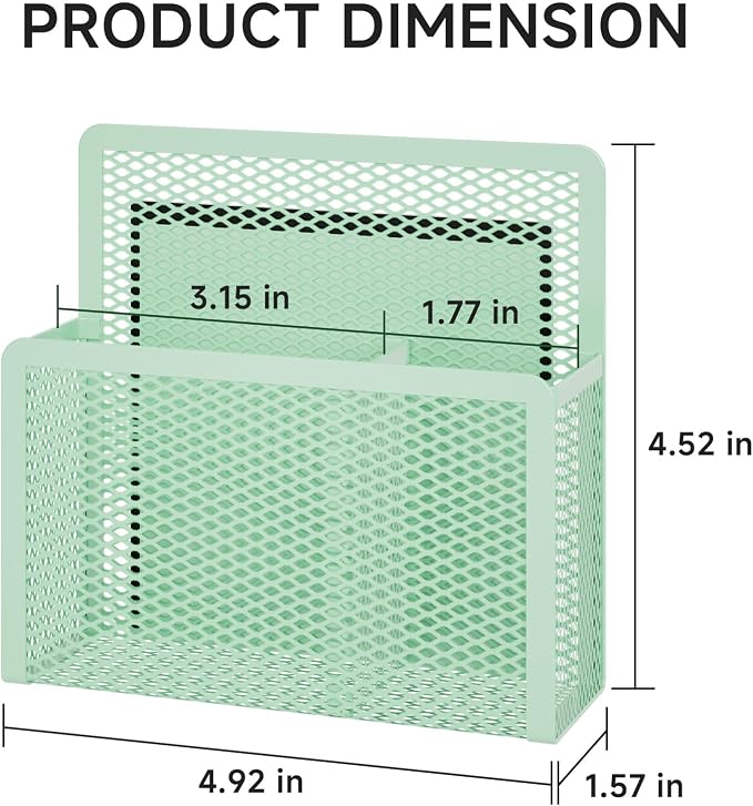 Marbrasse Magnetic Dry Erase Marker Holder, Mesh Pen Holder for Whiteboard，Magnet Pencil Organizer Storage for Refrigerator Locker Accessories Organizer for Home, School and Office (Green 4p)