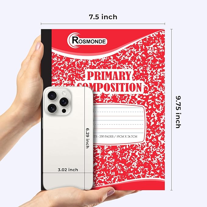 Primary Composition Notebooks Bulk, 1000 Pack, Color Marble Bulk | Pallet of Composition Notebooks, 100 Sheets (200 Pages), 9-3/4 x 7-1/2, Bulk Notebooks for Grades K-2, 4-7 Days Transit