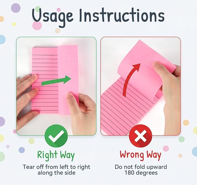 Lined Sticky Notes 4x6 in,500 Sheets 2X Sticking Powerx for Home,School | 50 Sheets/10 Pack Bright Large Ruled Post,Clean Removal,Self Sticky Super Memo Pads for Enterprise,Office & Corporate to Bulk