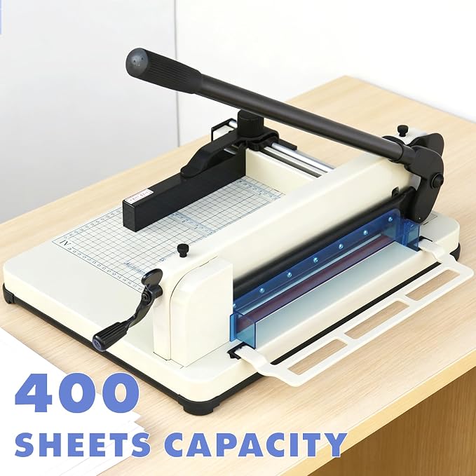 Heavy Duty Paper Cutter 17", Guillotine A3 Paper Cutter, 400 Sheets Capacity Paper Trimmer, Double Safety Protection Durable HSS Blade for Cutting Paper