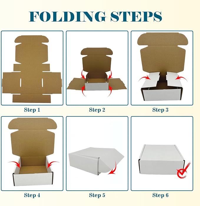 Small Shipping Boxes 5x5x2, Set of 50, White Corrugated Cardboard Box Mailer (YD552-50W)