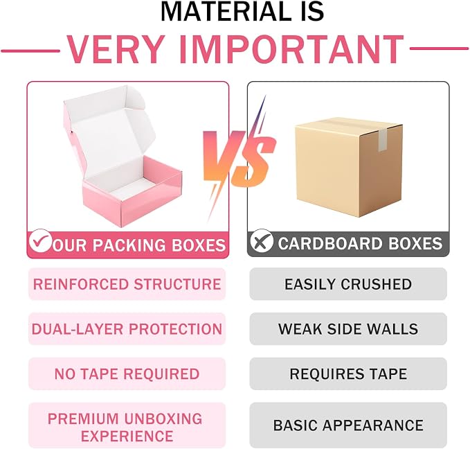 50 Pack Pink Shipping Boxes, 7x5x2" Cardboard Mailing Boxes for Shipping Small Business, Bulk Packing Boxes